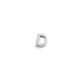 Detailed view of silver 10mm 3D letter D charm bead in matte stainless steel for DIY jewelry - D Steel Color