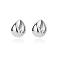 Polished silver teardrop huggie earrings in high-quality stainless steel metal finish - Silver Teardrop Mirror Hoop