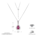 Detail view of 925 silver red teardrop pendant with dimensions 1.35cm by 0.91cm - Necklace-Red
