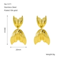 Golden fishtail dangle earrings in 18k gold plated stainless steel for women - Fishtail Style (ZYG1371) / 18K Gold