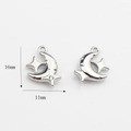 Detailed silver crescent moon and star pendant with crystal, 16mm x 11mm size - Moon & Star with Rhinestone / Silver