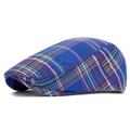 Classic dark blue plaid flat cap with red and green checkered pattern for casual wear - Adjustable (56-61cm) / Sky Blue Plaid