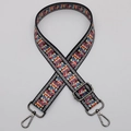 Adjustable 38mm wide colorful patterned shoulder strap with black fabric and metal hooks - Style 650 Gunmetal Hook