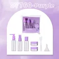Set de botellas de viaje moradas con botes de spray y tarros de crema en bolsa de PVC - SY760-Púrpura (Botella Vacía de 50ml + Juego de Tarros de Crema)