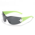Occhiali da sole Y2K per bambini con aste verde fluorescente e stelle d'argento - Lenti Grigie Montatura Verde Neon