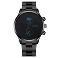 Orologio da uomo al quarzo con cinturino in acciaio nero e quadrante multifunzione fasi lunari - Scala Verde Lancette Nere Cinturino Nero