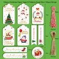 100pcs Christmas kraft paper tags set with various festive patterns and hanging strings - MC1-22.2 Style / 100 Pieces/Pack