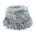 Close-up of thick faux fox fur bucket hat showing detailed black and white gradient texture - M (56-58cm) / Black White Grey Mixed (C)