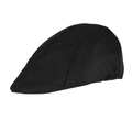 Classic black newsboy cap featuring breathable mesh knit texture and warm wool fabric - Black Flat Cap