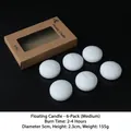 Set van 6 witte drijfkaarsen in kraftpapier doos medium 5cm voor romantiek decor - Middelgrote Drijfkaarsen - 6 Stuks