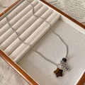 Collana barocca multistrato con ciondolo a stella occhio di tigre e nappe d'argento - Collana con ciondolo a stella in catena di acciaio al titanio argento - circonferenza circa 68 cm