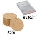 Macro view of kraft paper tags and clear self-adhesive bags for jewelry packaging - 5x5cm Round Kraft Card Set (50Pcs)