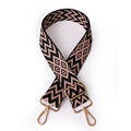Pink and black geometric woven bag strap with elegant gold swivel hooks and buckle - 1003 Geometric Black Pink