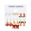 Parure de 6 paires de boucles d'oreilles de Noël avec Père Noël, renne et sapin - Ensemble Coffret Cadeau et Chaussette de Noël (MS940-5)