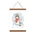 Cornice magnetica in legno con poster di pupazzo di neve ad acquerello su sfondo bianco - 31cm / Color Faggio