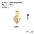 Arrowhead pendant in gold-plated copper with white zircon micro-pave and size markers - P05504-Gold Arrow Pendant