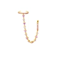 Dettaglio del polsino auricolare dorato con nappa e zirconi rosa scintillanti incastonati - Stile Oro Rosa(JQH0319-GG-5-SI)