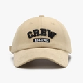 Beige baseball cap featuring 3D CREW embroidery and curved brim in soft brushed cotton - Khaki