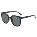 Fashionable oversized square black sunglasses with dark lenses and silver dot accents - Black Vertical Dots