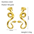 Snake shaped earrings in 18k gold plated stainless steel with 30mm height dimension - Simple Snake Style (ZE1337G)