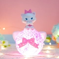 Luce notturna gatto Marie con sfera floreale rosa e luce calda per arredamento - Stile Luce della Sfera del Gatto Rosa (991-8) / A manovella / Rosa