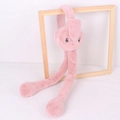 Cute pink plush bunny earmuffs with moving ears and embroidered face for girls - One Size / Rabbit-Dusty Pink