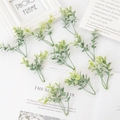Detailed view of artificial green succulent leaves for DIY Christmas floral arrangements - Style 8 (Green Leafy Stems 12pcs)