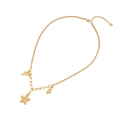 Collar dorado de capas con dijes de estrella de mar concha y delfín en una cadena tipo Y - Collar en Y con Delfín y Estrella de Mar (2#)