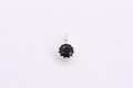S925 sterling silver mini round charm with black zircon and beaded silver edge - Small Black