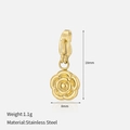 DIY flower charm pendant in 18K gold stainless steel with dimensions 18mm by 8mm - Rose Pendant