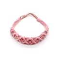 Pink handmade woven cotton hair band with bohemian elastic design for women - Pink