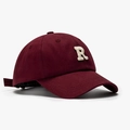 Klassische weinrote Baseballkappe mit weißem R-Stick und verstellbarem Riemen hinten - Verstellbar / Burgunderrot