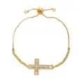 Bracciale a croce dorato minimalista da donna con pavé di zirconi e catena regolabile a tirante - Stile B