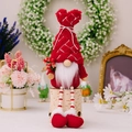 Gnomo di San Valentino in peluche con cappello di paillettes e gambe di perline - Cappello Peluche Cuore Bambola Gambe Perle Rosso Maschile (5226889612749)