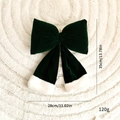 Dark green velvet Christmas bow decoration with white faux fur trim and 35cm large size - 28cm / Green Velvet Bow