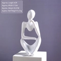 Modern white resin abstract thinker statue in sitting pose for home decor, 12.5cm height - 7128d-05-left Reverie-white