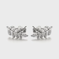 Elegant S925 sterling silver leaf-shaped stud earrings with micro-set cubic zirconia stones - Type B Stud Earrings