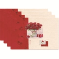 Romantic rose and gift box print placemats set of 4 for Valentine's Day dining decor - Style 17