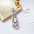 Waterdrop-shaped grey marble acetate hair clip with a stylish gold-tone metal base - Teardrop-Grey White Floral Pattern