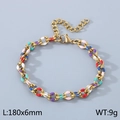 Buntes Emaille-Armband im kubanischen Ketten-Design mit Gold-Finish und Karabiner - Mehrfarbige Ringglieder Dicke Kette (KB190829-Z)