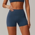 Short de yoga bleu marine à taille haute avec compression sans couture et effet push-up - Bleu Marine