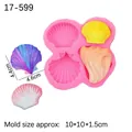 Pink ocean shell silicone mold for fondant and clay with four seashell shapes - 1# Shell / Pink