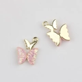 Pink purple resin butterfly pendant with gold alloy base for DIY jewelry making - Gold Base Pink