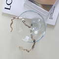 Elegant beaded headband featuring white pearls and grey faceted glass beads on gold wire - Wave Pearl and Beads
