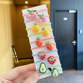5 pairs of cute cartoon fruit elastic hair ties for girls including strawberry and pineapple - Glossy Fruit & Vegetable 10-Piece Set