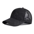 Cappellino da baseball camouflage nero con rete traspirante e visiera curva - Regolabile / Nero