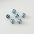 Blue cloisonne watermelon beads with 18K gold plating for DIY jewelry making - 10# Pentagonal Bead 8mm / 1 Piece