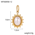 Ovaler Perlenanhänger mit goldenem Sonnenrahmen aus Edelstahl, Größe 1,6cm x 1,2cm - Perlweiß