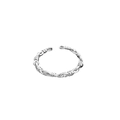 Minimalist s925 silver open ring featuring a unique braided knot and chain link texture - Adjustable Open / Silver