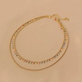 Collana a doppio strato in acciaio inossidabile dorato con ciondoli in smalto colorato - Multicolore